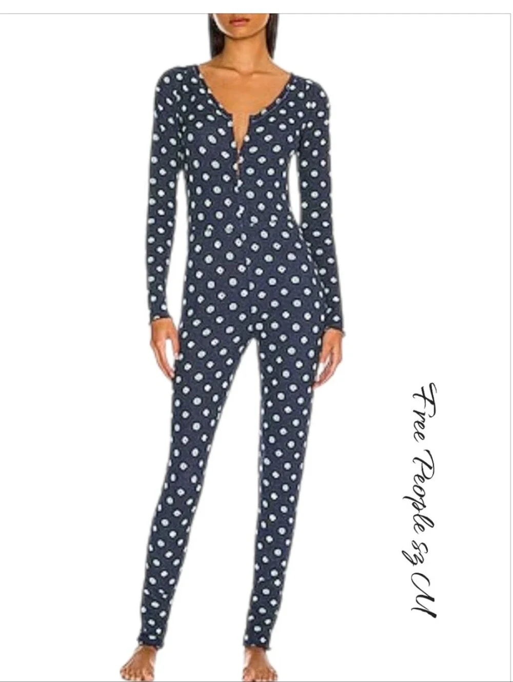 NWOT Free People Home Alone Long Johns Pajamas sz M